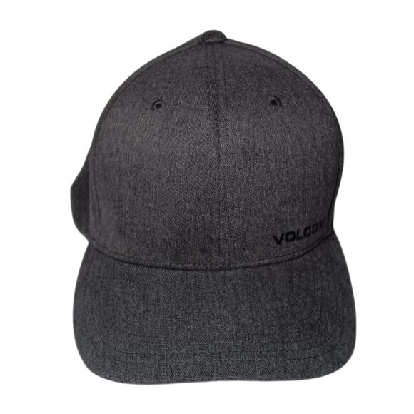 Volcom Gray L/XL Baseball Hat Cap Spellout Flex fit - Picture 1 of 6